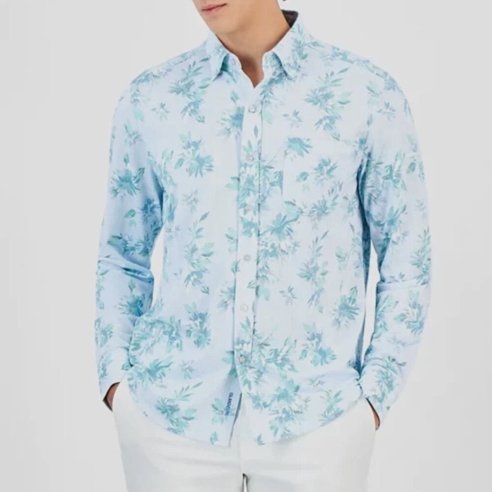 Tommy Bahama Men's San Lucio Bloom to Spare Shirt Spa Blue Size XXL